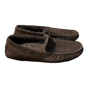 Coach Brown Leather Shearling Moccasin Indoor Outdoor Size 11B
